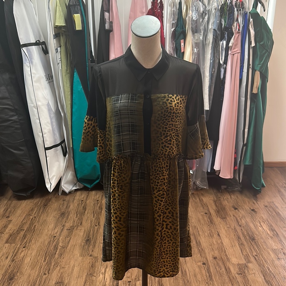 BCBGeneration Semi-Sheer Mixed Print Dress Multi Color Size Small